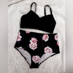 Black Bikini Top & New Floral bottoms
